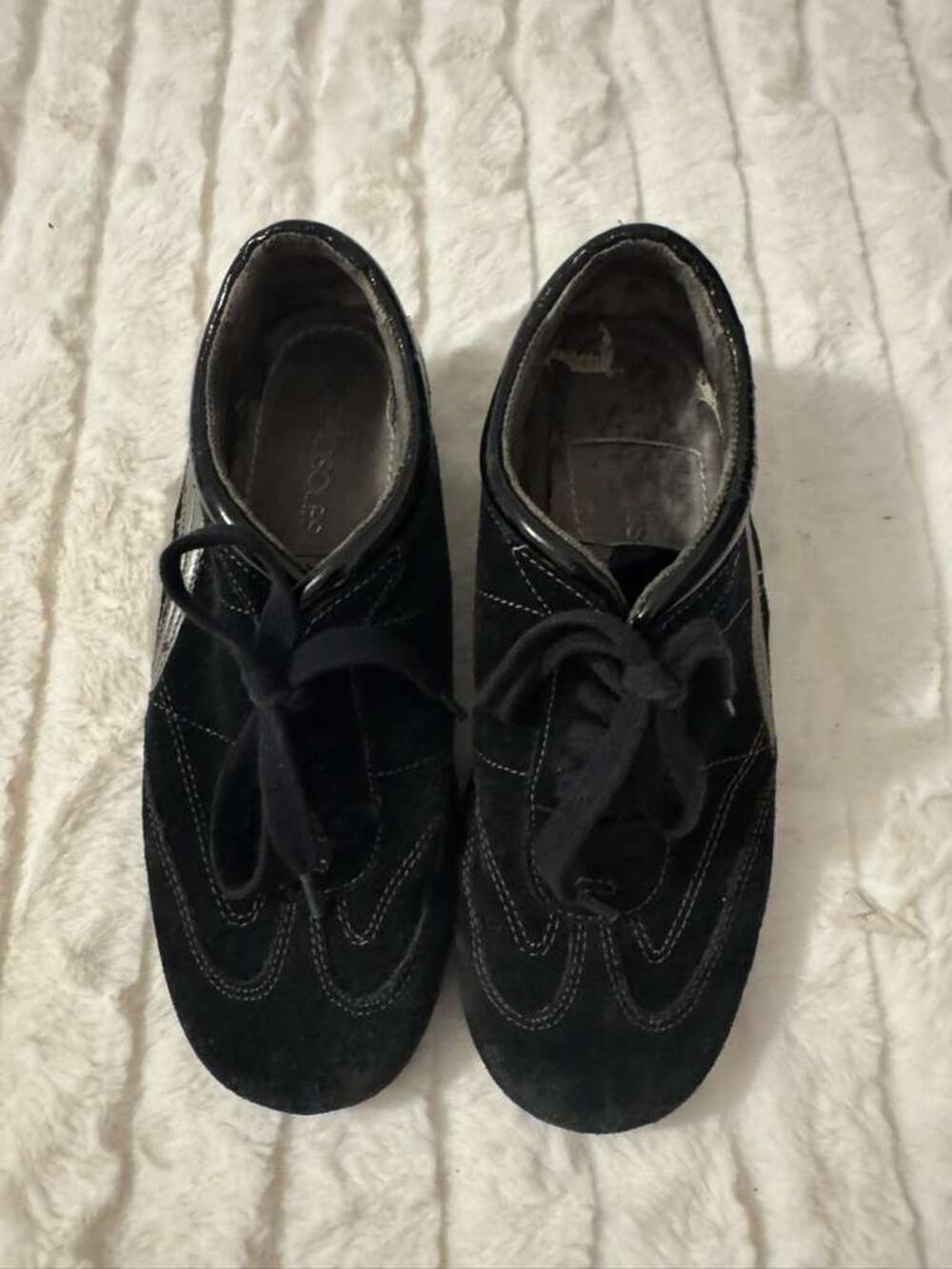 Men's Black Leather Lace Up Casual Shoes Air Cushion Comfort Pre Owned